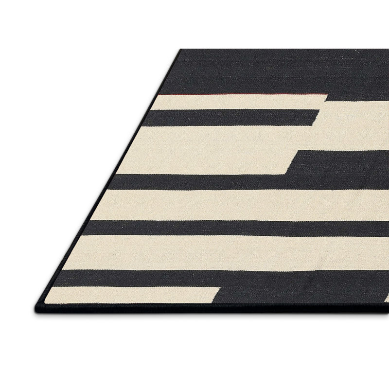 Tapis contemporain beige / noir, Rectangle 5 pi x 7 pi