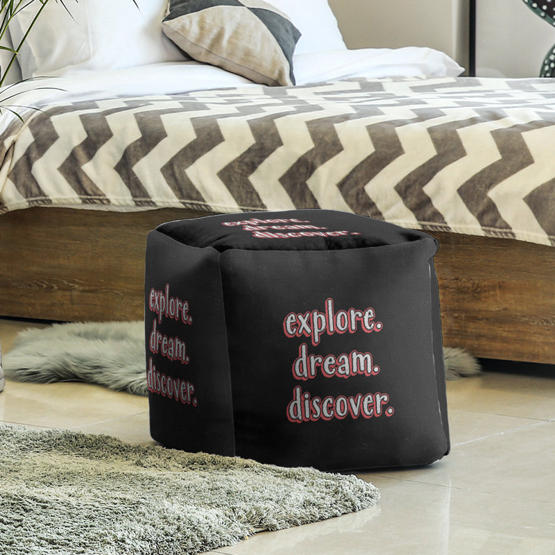 Upholstered Ottoman, Red/Dark Red