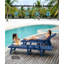 Chaise longue d'extérieur toutes saisons à 5 positions avec 5 positions, facile à installer, avec accoudoirs larges, porte-gobelets rotatifs et roues à roulement lisse pour piscine / bord de piscine / plage / terrasse / patio / arrière-cour, bleu foncé (ensemble de 2)-444776976