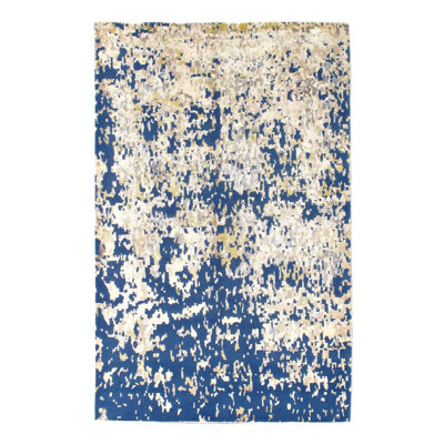 Abstract Area Rug in Navy Blue