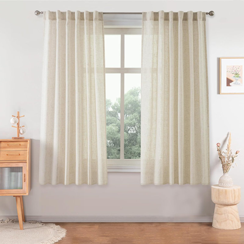 Paire de rideaux semi-transparents Janie, Lin clair, L 52 po x L 63 po