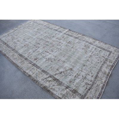6.3x108.7 Inch Beige Wool Rug, Traditional Vintage Modern Patchwork