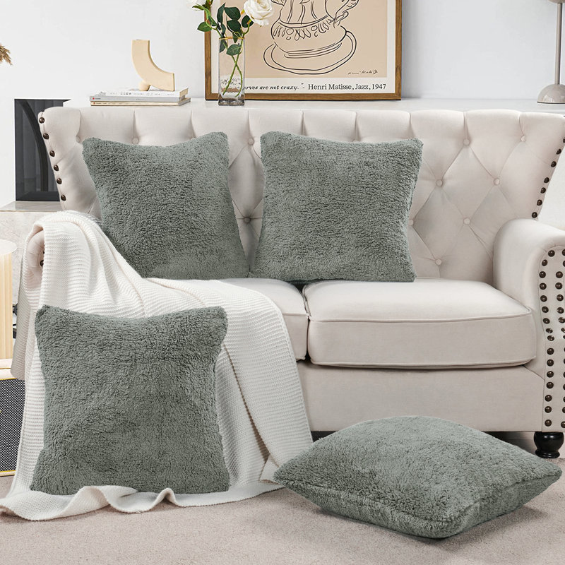 Ascent Sherpa Square Pillow Cover, Dark Grey