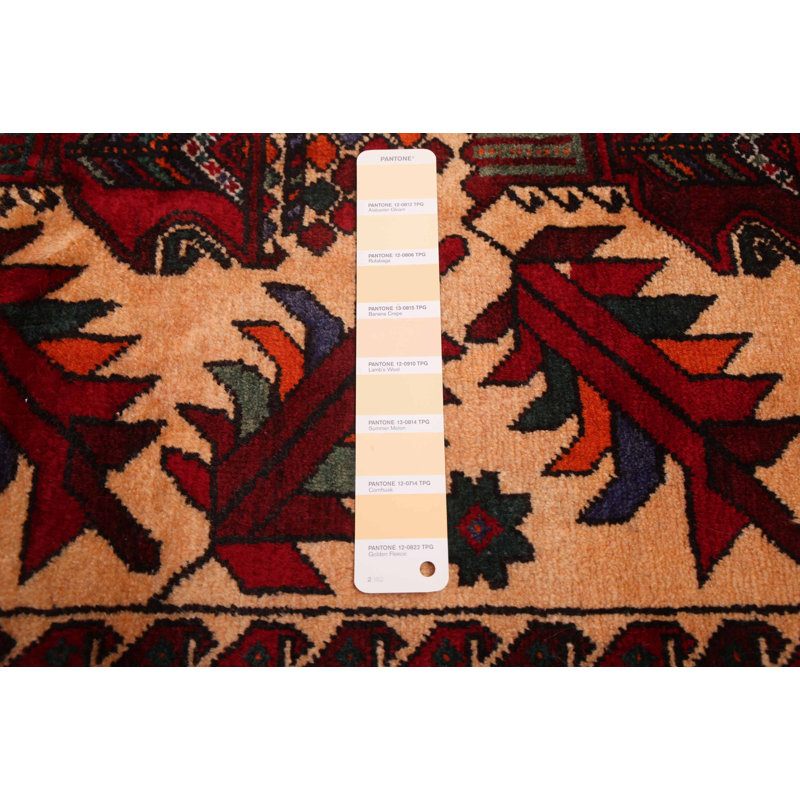 Tapis crème / rouge Teimani 4 pi 0 po x 7 pi 1 po