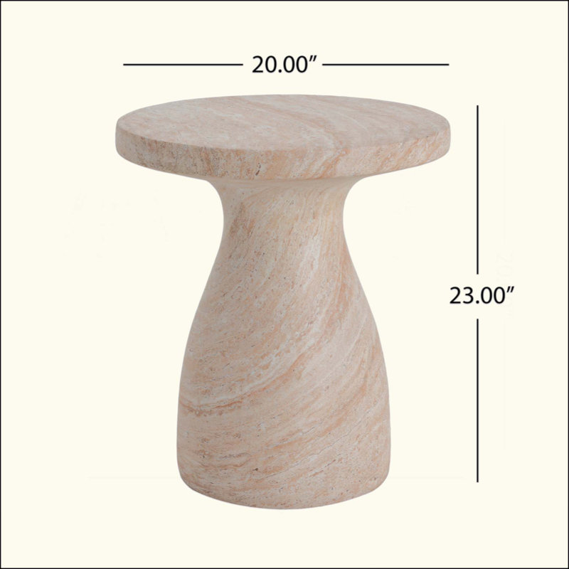 Table d'appoint légère en béton MGO, imitation marbre, résistante aux intempéries, idéale pour l'extérieur (terrasse, balcon, jardin, intérieur et extérieur), sans montage.