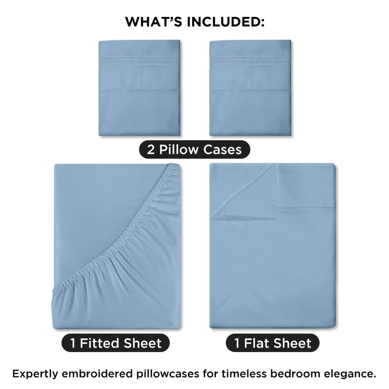 Royale Linens 4 Piece Sheets Set - Soft Brushed 1800 Microfiber Bedding - 1 Fitted and 1 Flat Sheet, 2 Pillow cases - Wrinkle Free & Fade Resistant - Hotel Luxury Bed Sheets Set