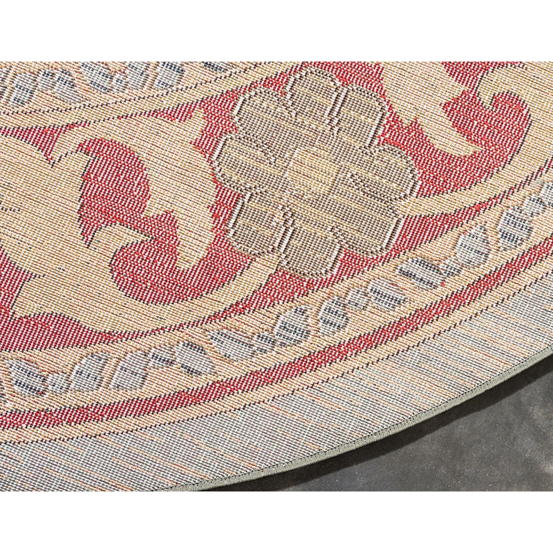 Tapis crème / rouge / gris Lauri Southwestern, Rond 6 pi
