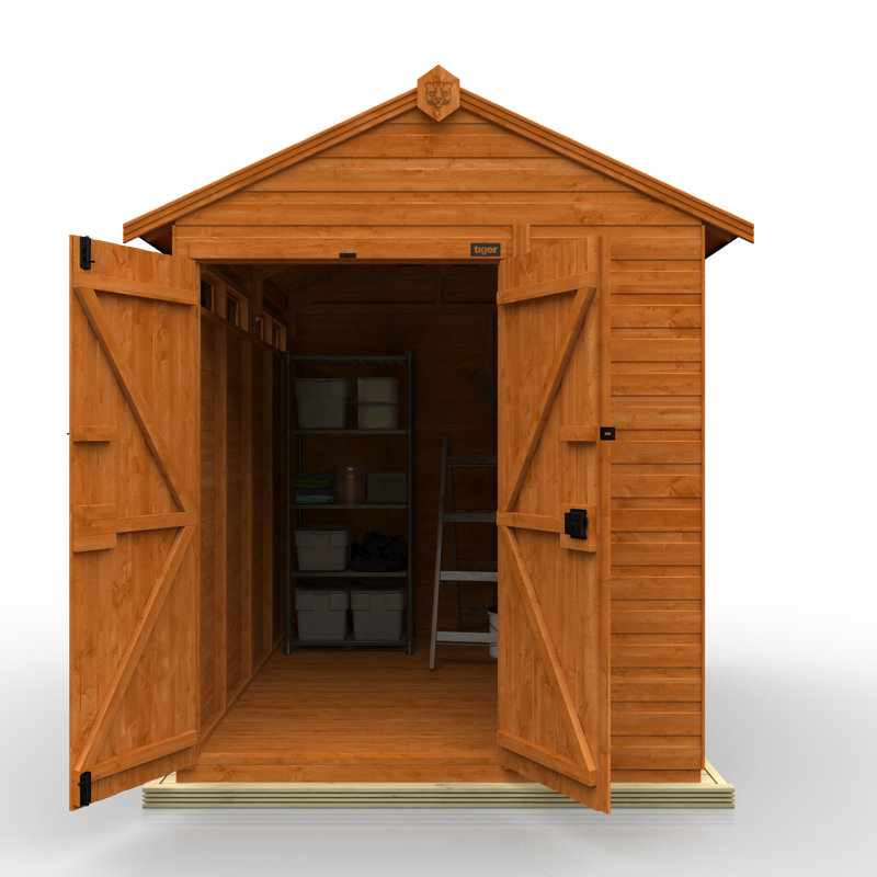 TigerFlex® Modular Buildings 8 ft. W x 6 ft. D Solid Wood Shiplap Apex Garden Shed