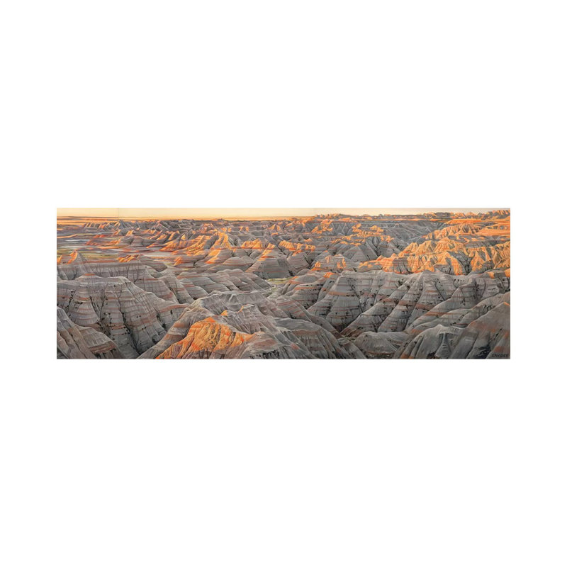 Badlands (the Wall) At Sunrise by Nick Savides - Wrapped Canvas Panoramic Print