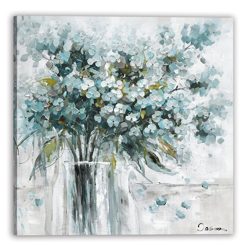 Fleurs abstraites - peinture sur toile tendue, H 30 po x l 30 po x P 2 po