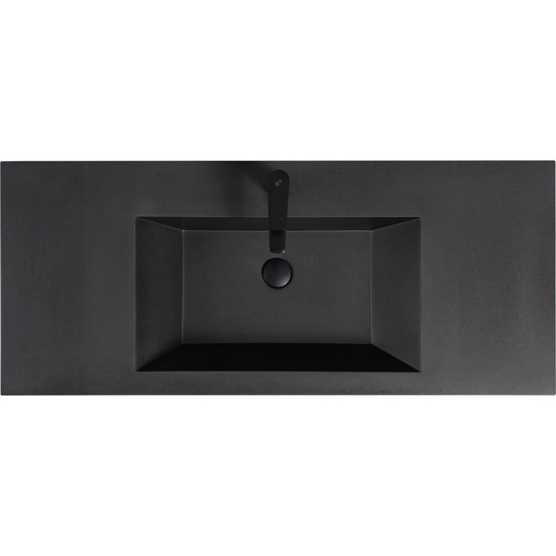 Meuble-lavabo mural 48 po avec lavabo, meuble-lavabo mural avec lavabo à quartz noir et tiroirs