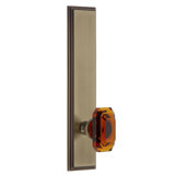 Grandeur Carré Tall Plate Passage with Baguette Amber Crystal Door Knob
