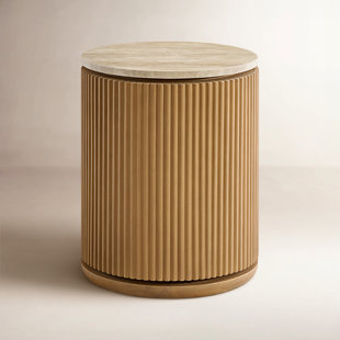 Aster 16" Side Table In Reeded Birch