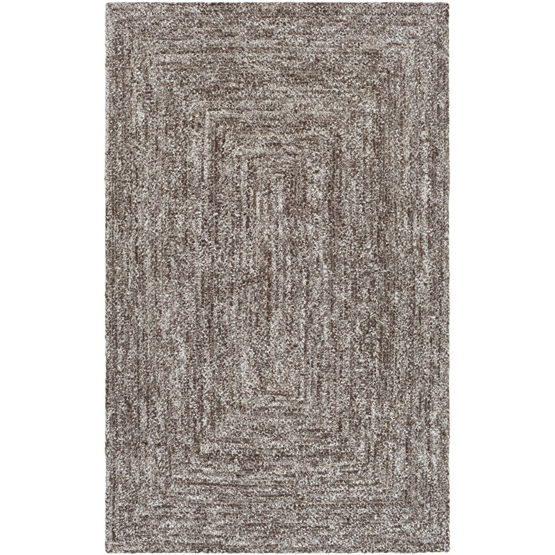 Rectangle Geathers Flatweave Polyester Area Rug in Brown, Rectangle 5' x 7'6"