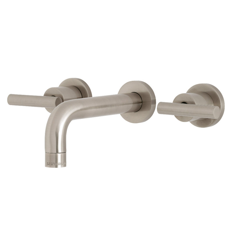 Kingston Brass Manhattan Two-Handle 3-Hole Wall Mount Bathroom Faucet, Brushed Nickel