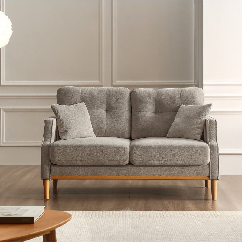 Anwita Recessed Arm Standard Loveseat, Polyester Blend Gray, 35.03" H x 56.7" W x 31.9"D