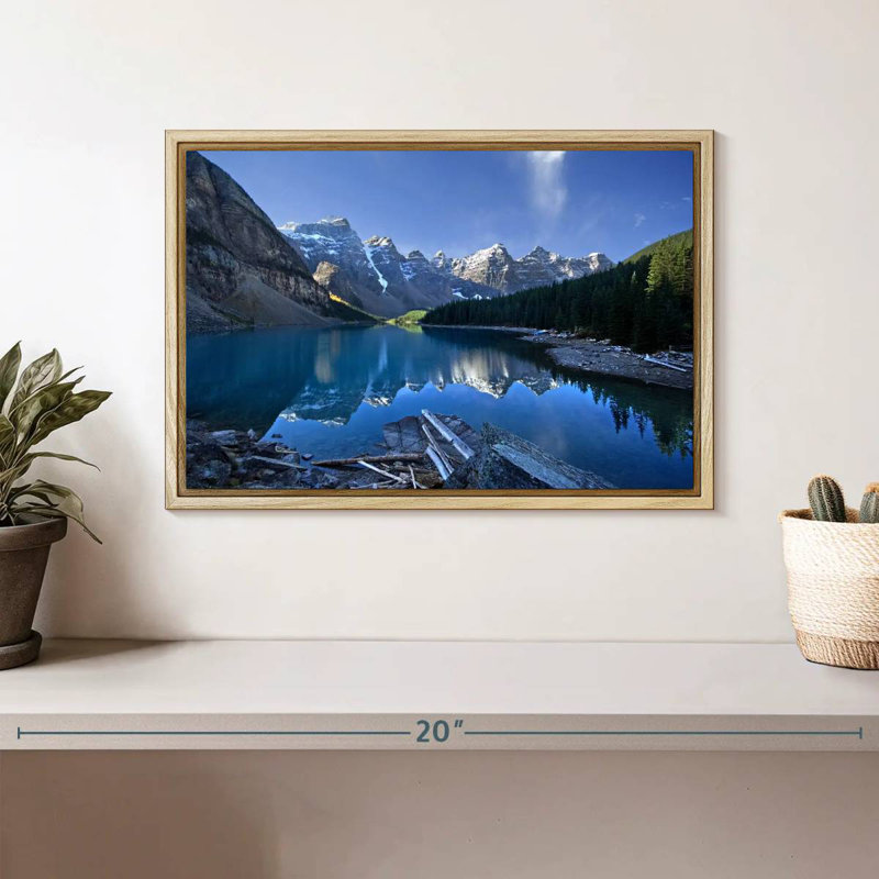 Lac pittoresque de la Moraine, Cadre flottant en bois naturel, 13 po x 9 po