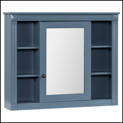 Meuble-lavabo de 36 pouces avec lavabo supérieur et armoire à miroir bleu royal, offrant un rangement élégant et un design moderne