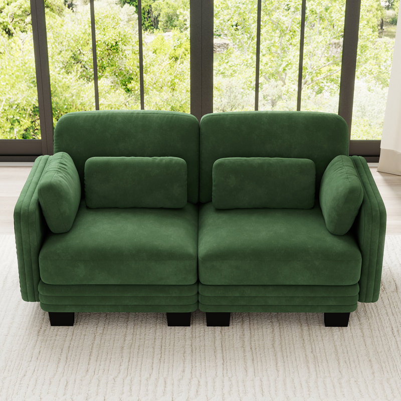 Causeuse modulaire en chenille, 1 pièce, causeuse, vert, coussins en mousse à haute résilience Channel