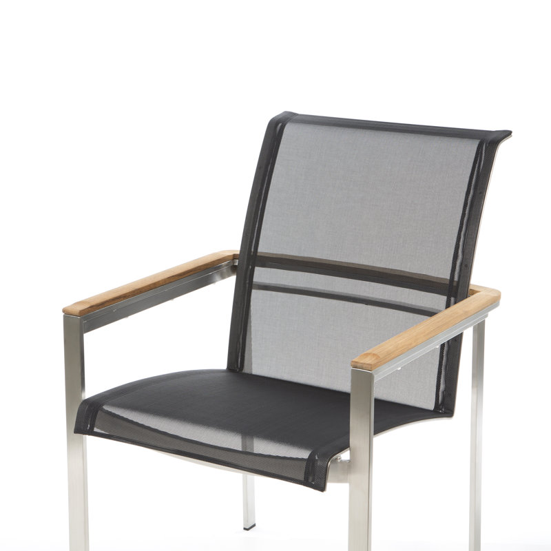 Tivoli Stacking Teak Patio Dining Arm Chair, Black, No
