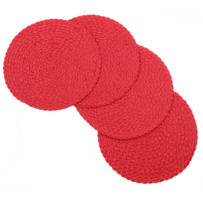 Napperon tissé rond 15 po Daisy, Rouge