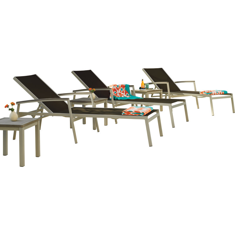 Travira 8 Piece Chaise Lounge Set, Black, Teakwood Vintage