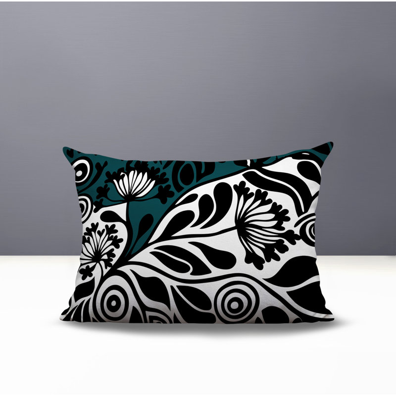 Oreiller rectangulaire réversible intérieur / extérieur Gina, Rectangle H 14 po x l 20 po, Émeraude