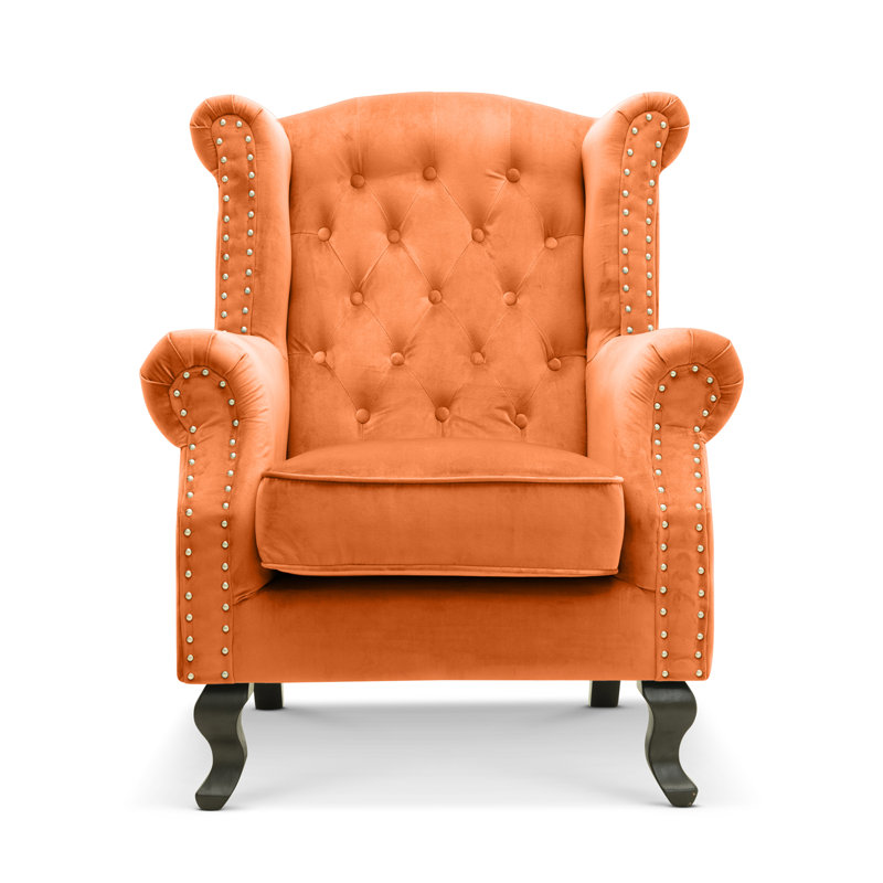 Baden Wingback Chair, Linen, Orange