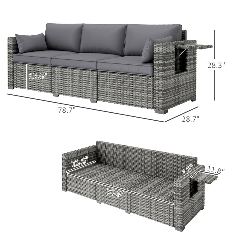 Maness 78.7'' Wicker Outdoor Patio Sofa