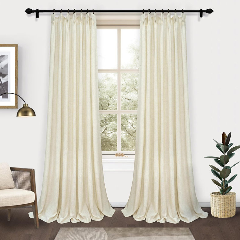 Schimmel Polyester Semi-Sheer Curtain, 30" W x 96" L, Beige