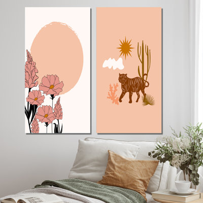 «Boho Wild Animal Minimalistic Art Earth Tones II», ensemble de 2 reproductions