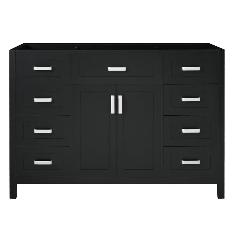 Base de meuble-lavabo autoportant de 47 pouces avec portes et tiroirs à fermeture en douceur pour des solutions de rangement et d'organisation modernes pour la salle de bain