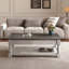 Table basse à plateau relevable avec tablette fixe, plateau de table en bois massif, 3 plateaux de rangement cachés, table à deux niveaux gris antique et blanc vieilli pour le salon-1164871649