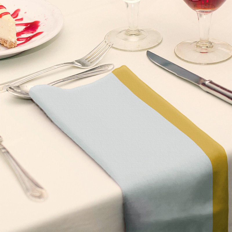 Nashville Striped Square Napkin, White/Gold/White, 22" x 22", Cotton Twill