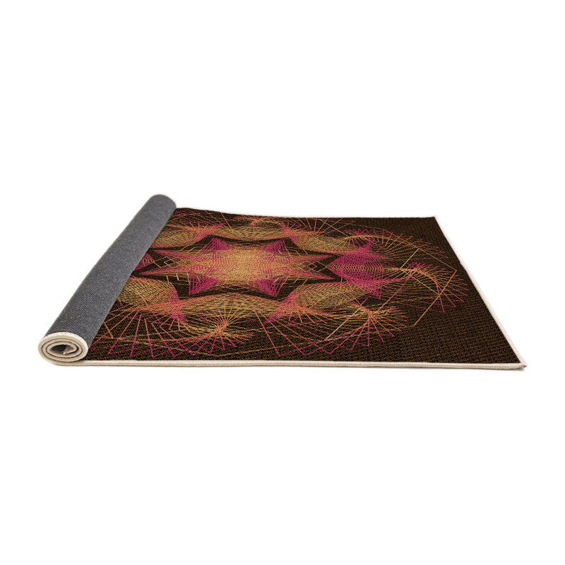 Tapis en laine rouge / brun, Carré 8 pi