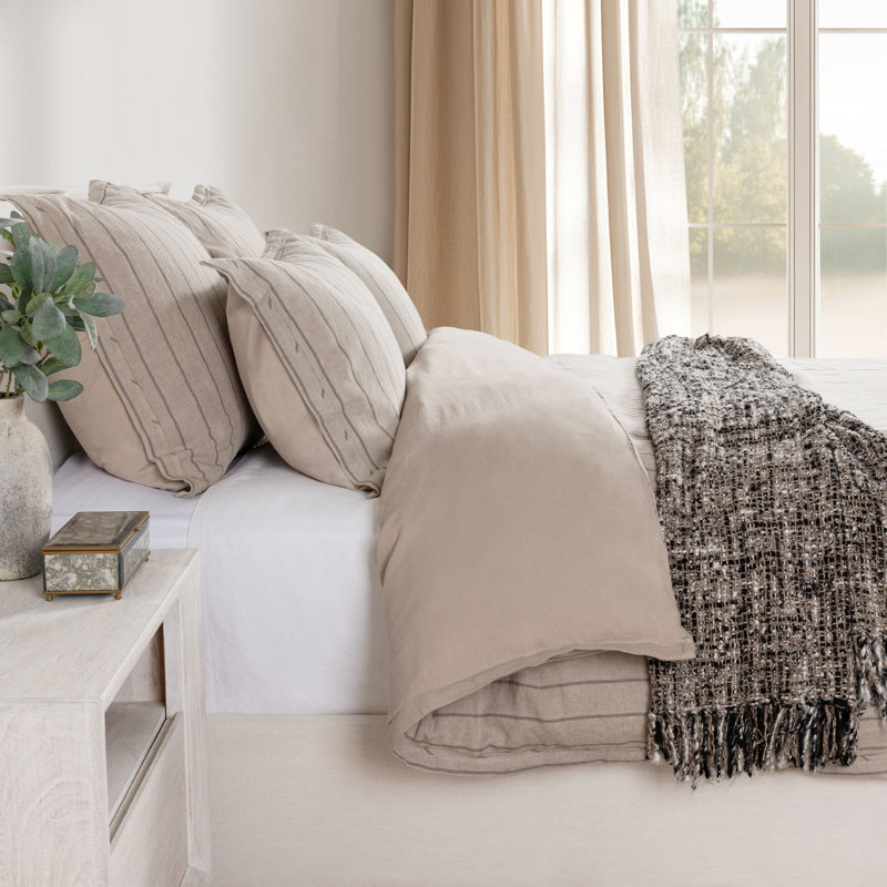 Monaco 3-piece Belgian Linen Duvet Set, Natural, King