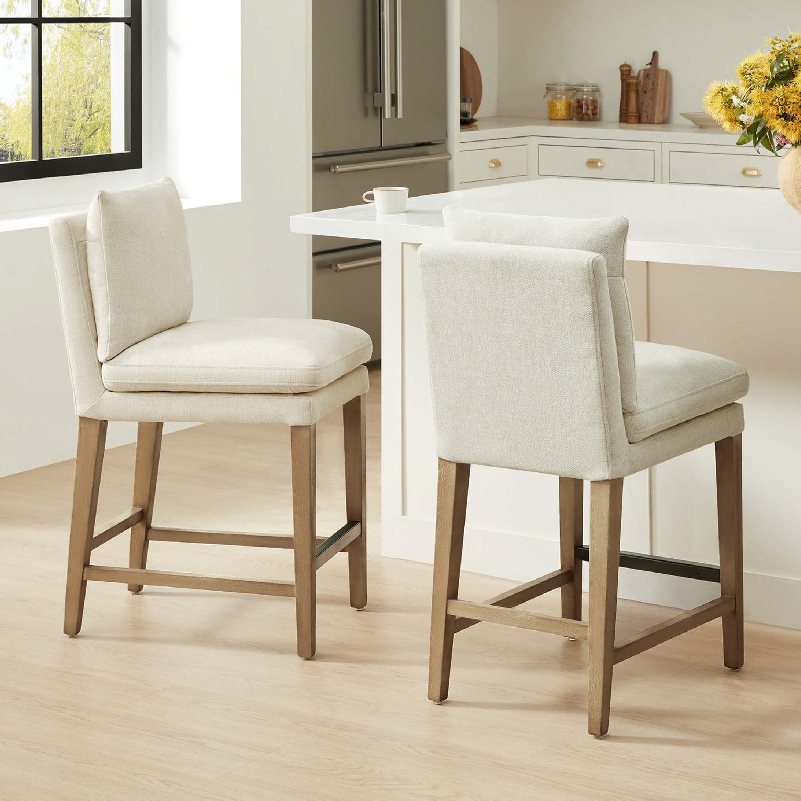 Brinley 26" Bar Stool, Milo Linen Chenille