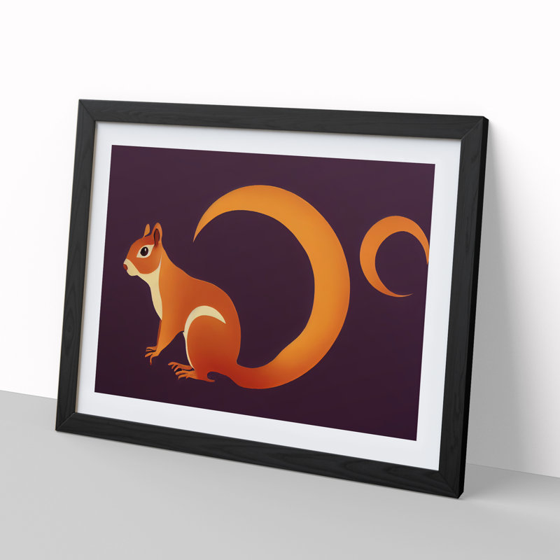 XH1022-9007X The Terrific Squirrel Abstract - Single Picture Frame Print, Black Framed, 46cm H x 64cm W x 2cm D
