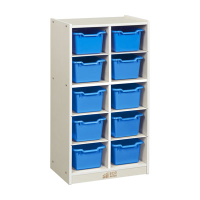 ECR4Kids 10 Cubby Mobile Tray Cabinet and 10 Scoop Front Bins, 5x2, Kids Furniture