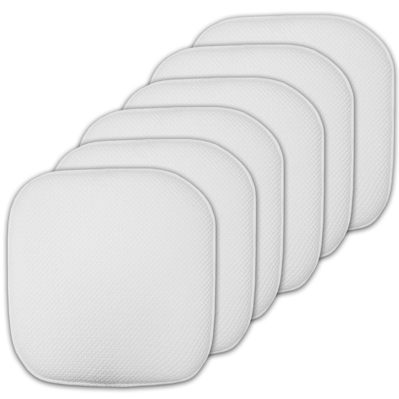 Honeycomb Non-Slip Indoor Chair Cushions, White, 6-Pack