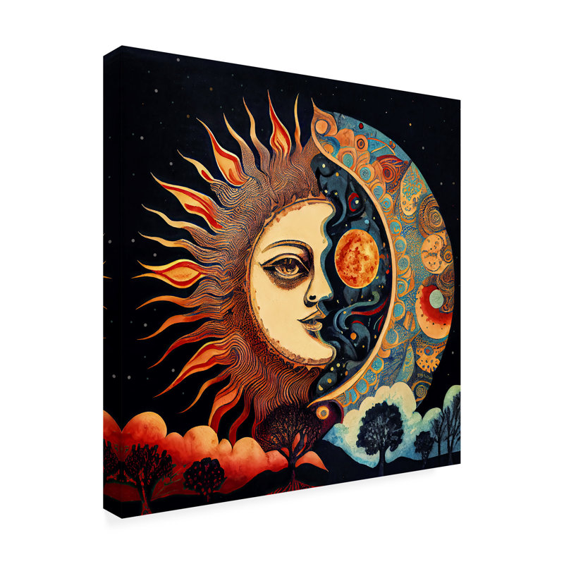 Art sur toile Sasha la lune dit au soleil II, H 14 po x l 14 po x P 2 po
