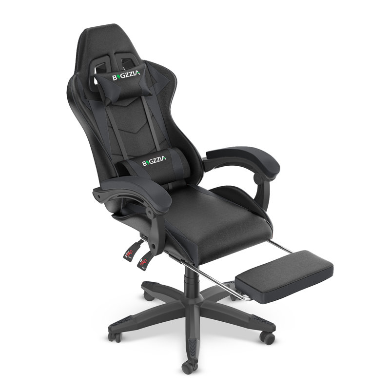 Reclining Game Chair With Footrest, Black