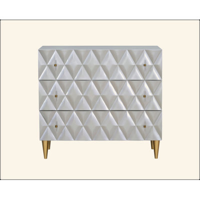 Metallic Silver And Champagne 3-Drawer Console Cabinet