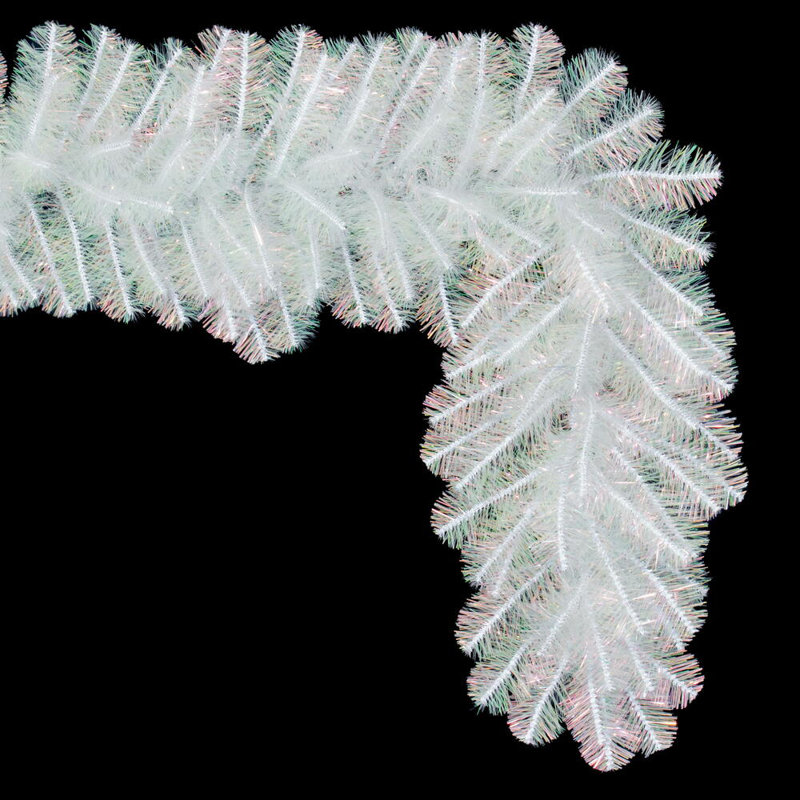 9' x 14" White Iridescent Artificial Garland.