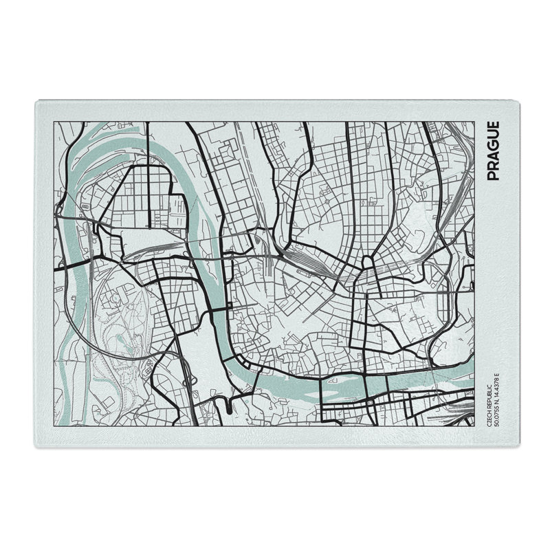 Map Prague Czech Republic Chopping Board, 20cm W x 28.5cm L