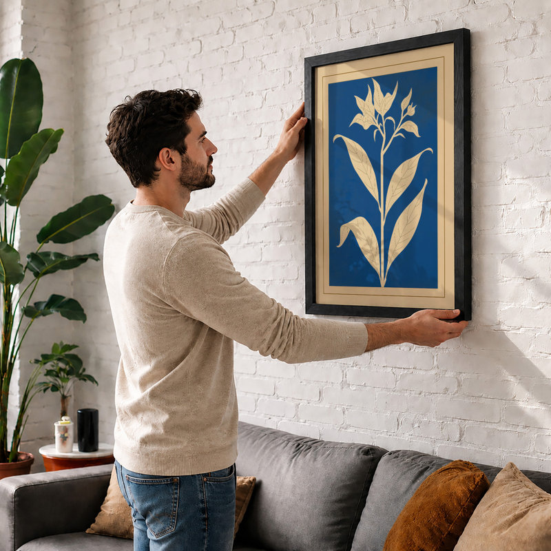 Cream Study Botanical - Framed Print, A1 - 84.1 x 59.4 cm, Walnut