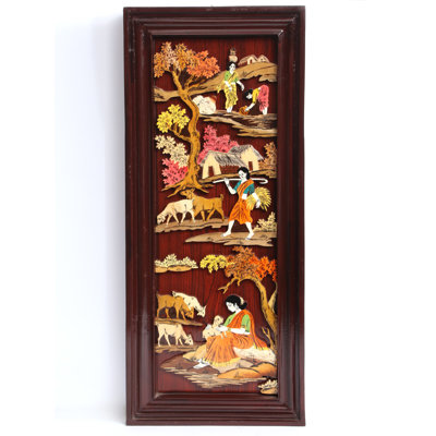 30" A Busy Day - Rural View | 3D Inlay Work | Natural Color On Wood