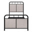 Lit simple en lin - Lit plateforme recouvert de métal, sections de tissu de tête et de pied, système de type fleur, stable silencieuse, assemblage transparent, compatible avec tous les styles de matelas, cadre de lit de 8 pouces requis,