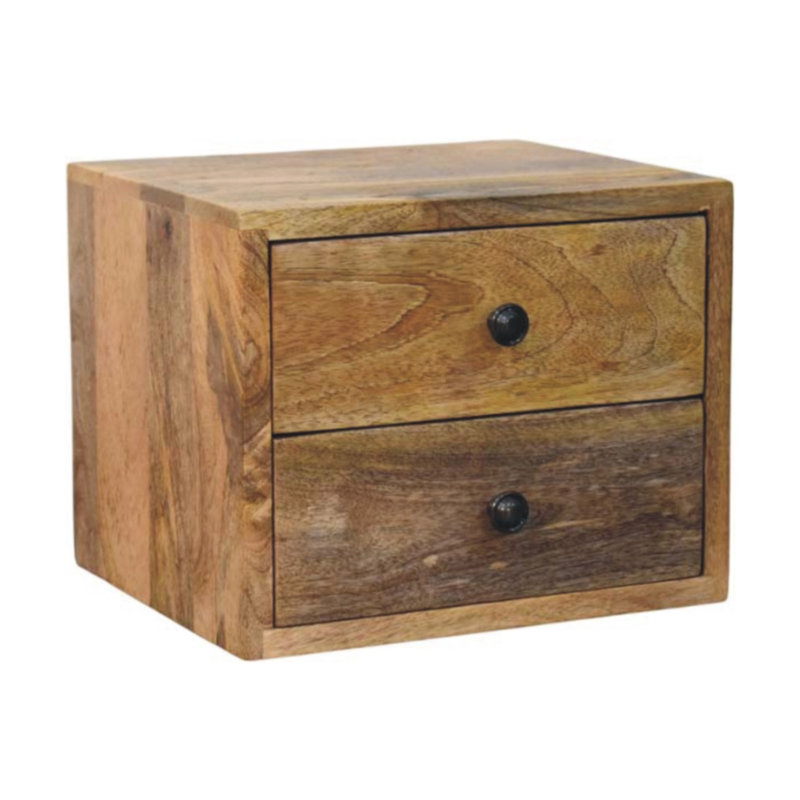 Solis 2-Drawer Chestnut Wall Mounted Nightstand, Natural