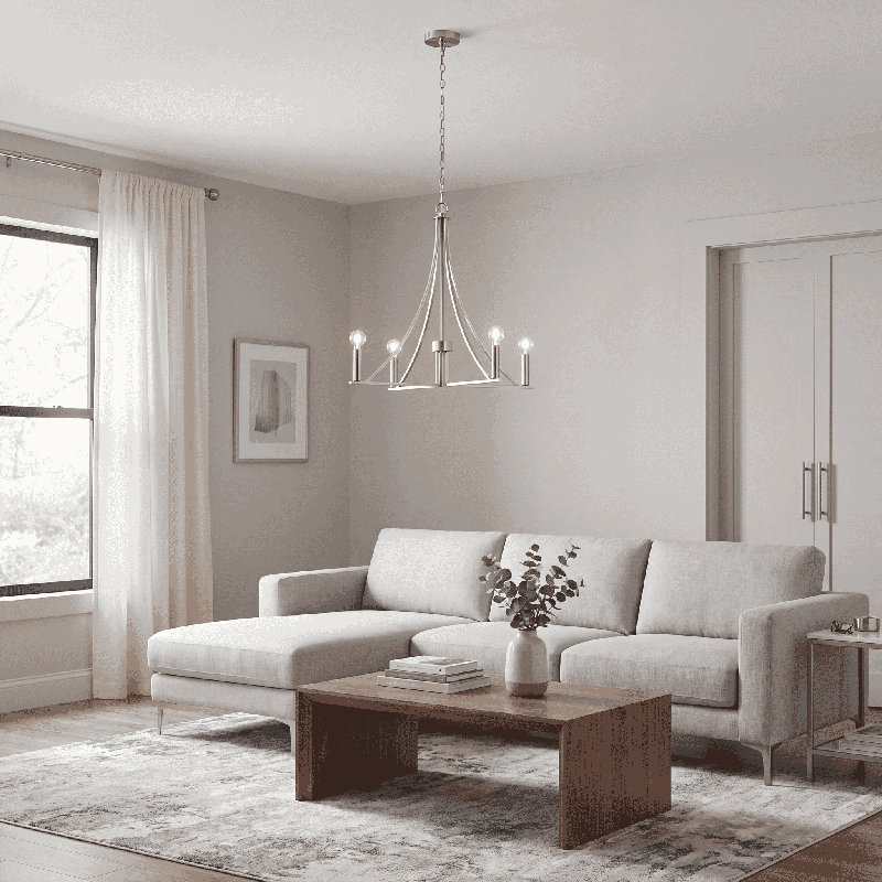 Lustre 4 lumières Meridian en nickel brossé, Nickel brossé